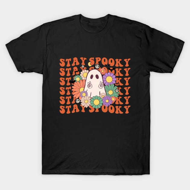 Stay Spooky Groovy Halloween T-Shirt by UniqueBoutiqueTheArt